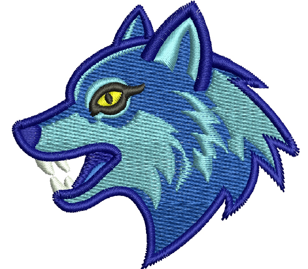 Wolf Head Machine Embroidery Design Blue Wolf Animal Embroidery File Small Cap Logo Patch Jacket Shirt Hat Embroidery PES DST EXP 