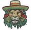 Lion head in sombrero machine embroidery design