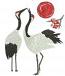 Cranes with Red Sun and Sakura Branch Machine Embroidery Design 