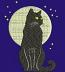 Black Cat, Moon and Stars Machine Embroidery Design