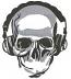 Skull in Headphones Machine Embroidery Design 
