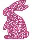 Scroll Outline Bunny Machine Embroidery Design 