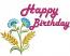 Happy Birthday Forget-me-not, Cornflowers, and Wheat Spikelets Machine Embroidery Designs 