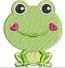 Green Frog Machine Embroidery Design for Toys, Clothing, and Kids’ Crafts 