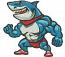 Muscular Shark Bodybuilder Machine Embroidery Design 