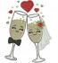 Wedding Champagne Glasses Embroidery, Cute Bride and Groom Toasting Machine File, Mr and Mrs Anniversary Flutes, Kawaii Love Hearts PES DST