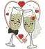 Bride and Groom Champagne Glasses in Heart Machine Embroidery Design, Cute Wedding Toast, Kawaii Wedding Embroidery Pattern