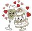 Wedding Machine Embroidery Design, Cute Wedding Cake and Champagne Flute Embroidery File, Anniversary Hearts Digitized Design, Instant Download