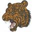 Roaring Tiger Machine Embroidery Design, Aggressive Big Cat Head Pattern  