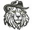 Lion in a Cowboy Hat Machine Embroidery Design, Western Big Cat Embroidery File 