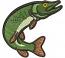 Jumping Pike Machine Embroidery Design, Fishing Predator Fish File 