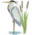Heron and Reeds Machine Embroidery Design