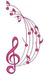 Notes and treble clef. musical pattern Machine Embroidery Designs, instantly download 