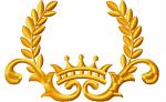 Gold Crown and Laurel Wreath Machine Embroidery Design 