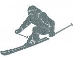 Skier in Helmet Descending the Slope Machine Embroidery Design 