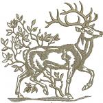 Red Deer Machine Embroidery Design, Majestic Forest Stag with Foliage Pattern 