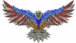 Eagle with Spread Wings in American Flag Colors Machine Embroidery Design  