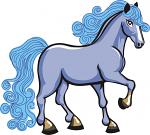 Blue Fairy Horse Vector SVG File, Wavy Mane Fantasy Horse Illustration 