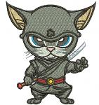 Cat Ninja Samurai with Sword Machine Embroidery Design 