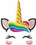 Rainbow Unicorn Face Machine Embroidery Design 