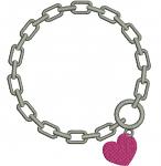 Round  chain and heart Name border design  frame for monogram set 4 sizes, Machine Embroidery Design, instantly download  