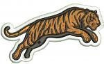 Leaping Tiger Machine Embroidery Design, Wild Cat Cap Embroidery File 
