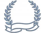 Laurel wreath for monogram and banner for inscription machine embroidery design 