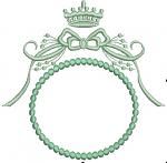 Crown and Bow Monogram Frame Machine Embroidery Design 