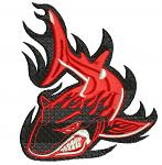Shark in the fire machine embroidery design 