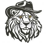 Lion in a Cowboy Hat Machine Embroidery Design, Western Big Cat Embroidery File 