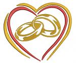 Wedding Rings and Heart Machine Embroidery Design 