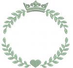 Wreath with crown for monogram or name , Crown and laurel wreath Machine Embroidery Design  letters not included 