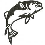 Jumping Fish Machine Embroidery Design, Leaping Trout Silhouette Pattern 05102026