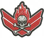Flaming Skull Chevron Patch Machine Embroidery Design Military Rank Insignia Skull Crossbones Biker Jacket Patch Digital File