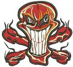 Aggressive Skull with Crossbones Machine Embroidery Design, Grinning Skeleton Digital File 