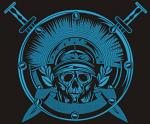 Skull in Helmet with Crossed Swords Machine Embroidery Design, Warrior Emblem Digital File  