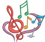 Cute Love Music Notes embroidery design 