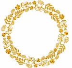 Golden Floral Wreath Monogram Frame Machine Embroidery Design