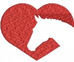 Love horses machine embroidery design, heart and horse head profile embroidery, equestrian embroidery file 