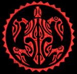Tribal Turtle Ornament Machine Embroidery Design, Red Circular Motif  
