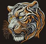 Tiger Head Machine Embroidery Design for Dark Fabric 