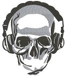 Skull in Headphones Machine Embroidery Design 