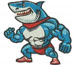 Muscular Shark Bodybuilder Machine Embroidery Design 