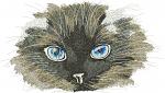 Cat with blue eyes Machine Embroidery Designs, tested