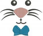 Bunny Face and Bow Machine Embroidery Design  