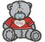 Teddy bear I love you machine embroidery design, instantly download 