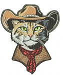 Cat in a cowboy hat embroidery design – western feline machine embroidery pattern 