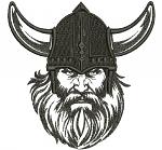 Viking Warrior Head in Helmet Machine Embroidery Design 