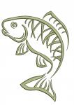 Largemouth Bass Machine Embroidery Design, Leaping Fish Silhouette Pattern 