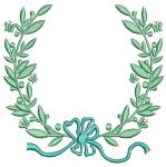 Laurel wreath and bow. Monogram frame embroidery design, instantly download 
